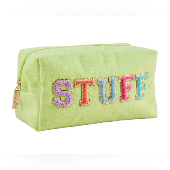 Mud Pie Handbags - BNWT MUD PIE TERRYCLOTH LIME PATCH POUCH “STUFF” COSMETIC OR TRAVEL BAG